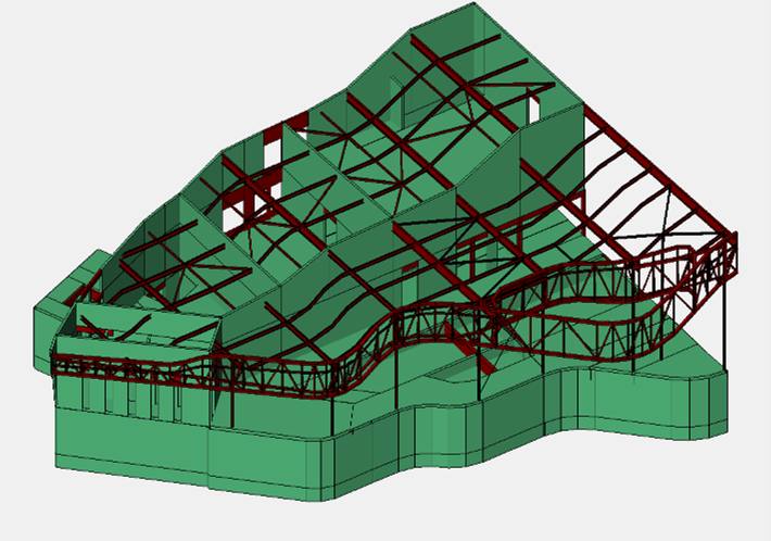 Centre aquatique de Mayenne : calcul sismique sur le logiciel Advance Design (structure de couverture en charpente métallique